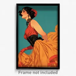 Spanish Movie Poster - Woman Feeling Modesty, Expensive Clothes Around Waist
