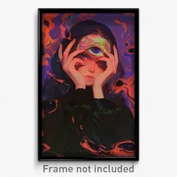 Art Poster - Silent Face (Psychedelic Trippy Weird 11x17 Cartoon Print)