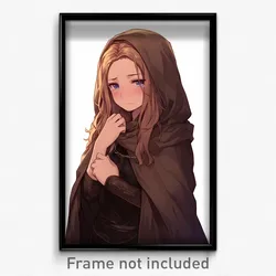 Anime Art Poster - Girl Feeling Disappointment, Simplistic Brown Cape (Print)