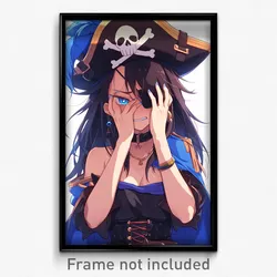 Anime Art Poster - Girl Feeling Stuck Wearing Outgoing Pirate Hat (Print)