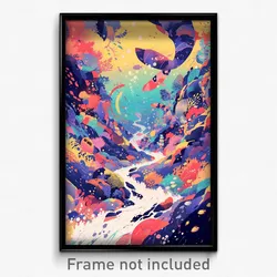 Art Poster - Stimulating Aquarium (Psychedelic Trippy Weird 11x17 Print)