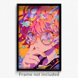 Anime Art Poster - Boy Feeling Courage, Academic Brown Framed Eyewear (Print)
