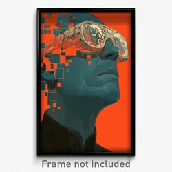 Movie Art Poster - Man Feeling Dispirited, Elaborate Grey Framed Eyewear (Print)