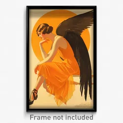 German Movie Poster - Woman Feeling Satisfaction, Slim Asymmetrical Wings