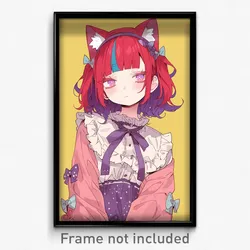Anime Art Poster - Woman Feeling Troubled, Burly Multicolored Hairband (Print)