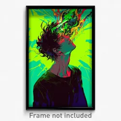 Anime Art Poster - Man Feeling Exasperated Wearing Imaginative Green (Print)