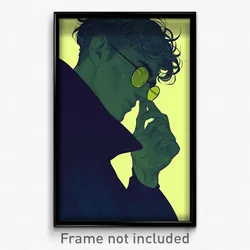 Art Poster - Man Feeling Rash, Mysterious Green Tinted Eyewear (Art Print)