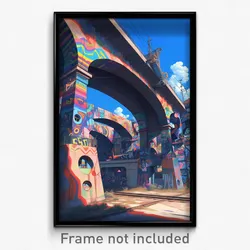 Art Poster - Brisk Aquaduct (Psychedelic Trippy Weird 11x17 Cartoon Print)