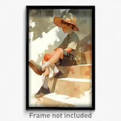 Art Poster - Boy Feeling Paranoid Wearing Cheery Sun Hat (Print)
