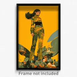 Art Poster - Woman Feeling Annoyed Wearing Fluid Impossible Clothes (Print)
