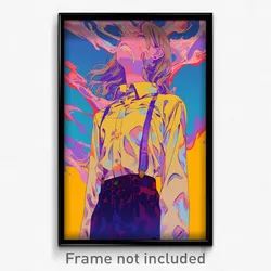 Art Poster - Woman Feeling Hate Wearing Warm Suspenders (Art Print)