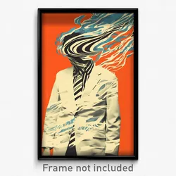 French Movie Poster - Man Feeling Happiness, Vibrant White Jacket (Art Print)