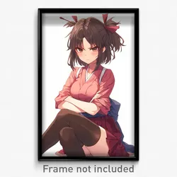 Anime Art Poster - Girl Feeling Insulted Wearing Magnificent Kneehighs (Print)
