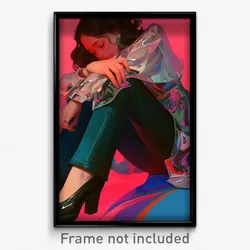 Art Poster - Girl Feeling Glumness Wearing Nifty Jeans (Art Print)