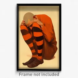 Art Poster - Man Feeling Hopeless, Brown Vertical Striped Legwear (Art Print)