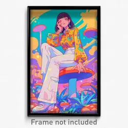Art Poster - Girl Feeling Loopy Wearing Quaint White Pants (Art Print)