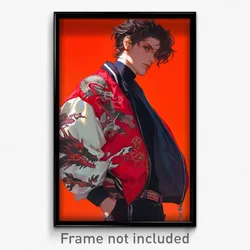Anime Art Poster - Boy Feeling Indignant Wearing Red White Jacket (Print)