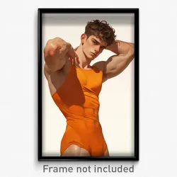 Art Poster - Man Feeling Ennui Wearing Superb Orange Leotard (Art Print)