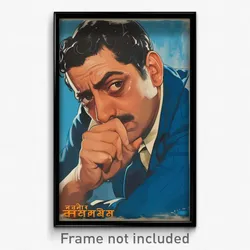 Bollywood Movie Poster - Man Feeling Disbelief, Orderly Blue Sailor Collar