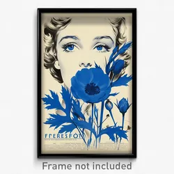 French Movie Poster - Girl Feeling Self Motivated, Gripping Blue Flower (Print)