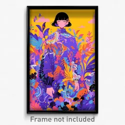 Anime Art Poster - Woman Feeling Discontentment, Athletic Purple Dress (Print)