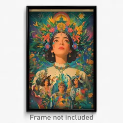 Mexican Movie Poster - Woman Feeling Enchanted, Baggy Head Wreath (Art Print)