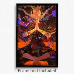 Anime Art Poster - Man Feeling Awe Wearing Webbed Orange Dress (Print)