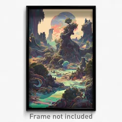 Art Poster - Stunning Lagoon (Psychedelic Trippy Weird 11x17 Print)
