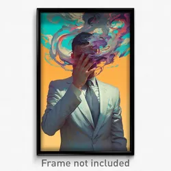 Movie Art Poster - Man Feeling Aggressive, Silver Business Suit (Film Print)