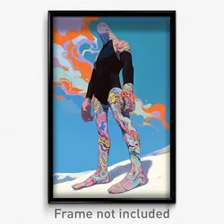 Art Poster - Man Feeling Sullenness Wearing Rectangular Black Leotard (Print)