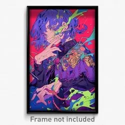 Anime Art Poster - Boy Feeling Weak Wearing Silly Purple Capelet (Print)