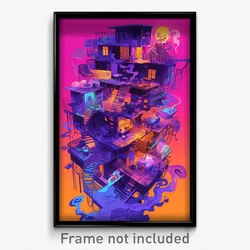 Art Poster - Imaginary Almshouse (Psychedelic Trippy Weird 11x17 Print)