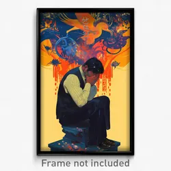 Bollywood Movie Poster - Man Feeling Lonely, Vivid Ribbed Dress (Art Print)
