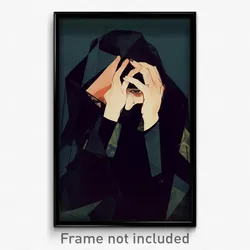 Art Poster - Boy Feeling Despair Wearing Urban Black Cloak (Art Print)