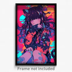 Anime Art Poster - Girl Feeling Relieved Wearing Pretty Tail Ornament (Print)