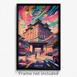 Korean Movie Poster - Massive Barracks (Korea Psychedelic Art Retro Film Print)