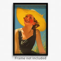 German Movie Poster - Woman Feeling Happy, Imaginative Sun Hat (Art Print)