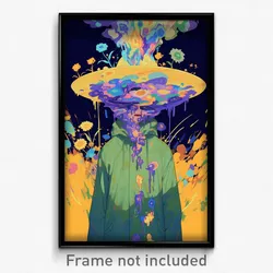 Anime Art Poster - Boy Feeling Excited Wearing Unkempt Hat Flower (Print)