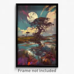 Art Poster - Peaceful Marsh (Psychedelic Trippy Weird 11x17 Print)