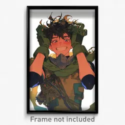 Anime Art Poster - Boy Feeling Alarm Wearing Messy Green Gloves (Print)