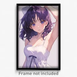 Anime Art Poster - Girl Feeling Rash Wearing Purple White Ribbon (Print)