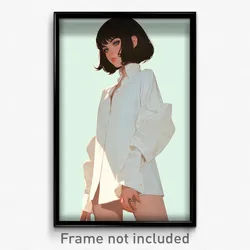 Art Poster - Woman Feeling Aversion Wearing Acceptable White Sleeves (Art Print)