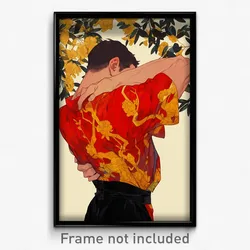 Anime Art Poster - Man Feeling Thankful Wearing Golden Back Print (Print)