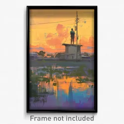Indonesian Movie Poster - Wire Frame Glitchy Flood Plain (Film Art Print)