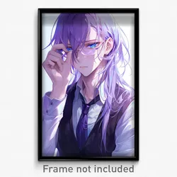 Anime Art Poster - Boy Feeling Neglect Wearing Glass Purple Ves (Print)