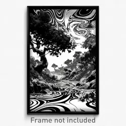 Art Poster - Blissful Copse (Psychedelic Trippy Weird 11x17 Cartoon Print)