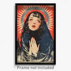 Greek Movie Poster - Woman Feeling Sorrow, Dramatic Hooded Capelet (Art Print)