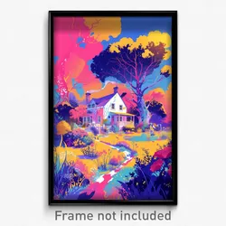 Art Poster - White Farmstead (Psychedelic Trippy Weird 11x17 Print)