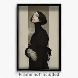 Art Poster - Woman Feeling Politeness, Gloomy Ribbon Trimmed Sleeves (Art Print)