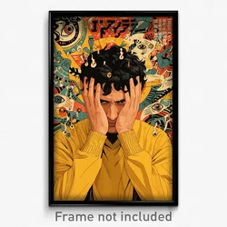 Spanish Movie Poster - Man Feeling Tension, Glum Yellow Sweater (Art Print)
